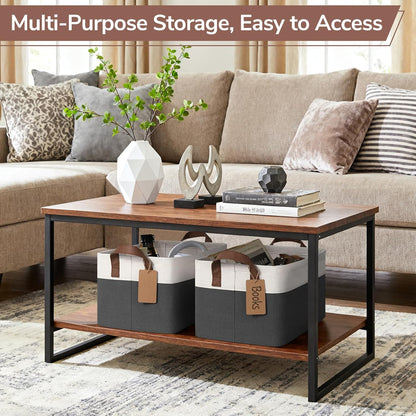 CHICVITA 4 Pack Large Storage Baskets for Shelves, Collapsible Closet Organizer Bins with Metal Frame, Fabric Storage Bins for Clothes Towels Organization, 16.8" x 11" x 9.8", Beige