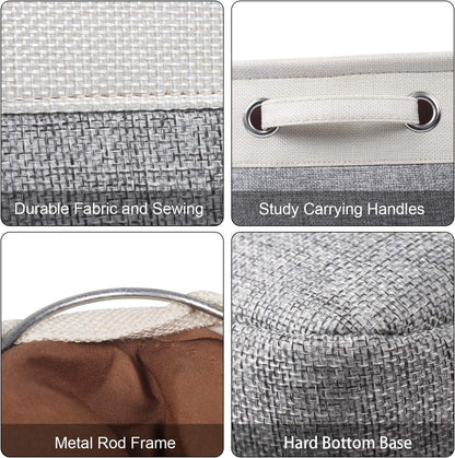 Foldable Storage Bin Collapsible Basket 12" x 10" x 9.5" Cube Storage Organizer Bins with Dual Carry Handles for Home Closet Shelves Drawers Organizer, Set of 3, Grey