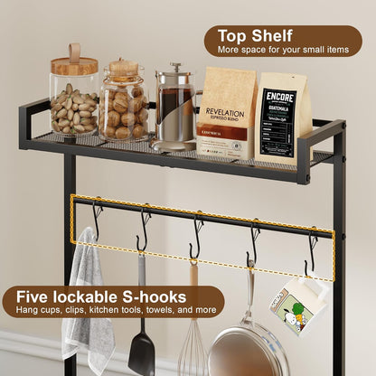 Yuyetuyo Mini Fridge Stand with Storage Shelves, Wine Cabinet, Microwave Stand, Coffee Bar, TV Stand, Bakers Rack, Beverage Refrigerator Table Adjustable for Dorm Apartment Kitchen Rustic Brown