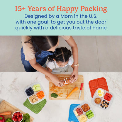 Bentgo Easyboxes 4-Compartment Snack Containers - 8-Piece Set with 4 Trays & 4 Custom-Fit Lids to Seal in Freshness - Reusable Food Storage & Meal Prep Bento BPA-Free Containers (Brights 4-Pack)