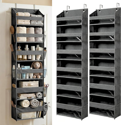 HOMELUX THEORY UPGRADED 6 Tiers Over The Door Organizer Hanging - 100D EXTRA THICK & 50lbs HUGE CAPACITY, 12 Side Mesh Pockets Over The Door Shoe Organizer, Hanging Closet Organizer (Ivory, 1pc)