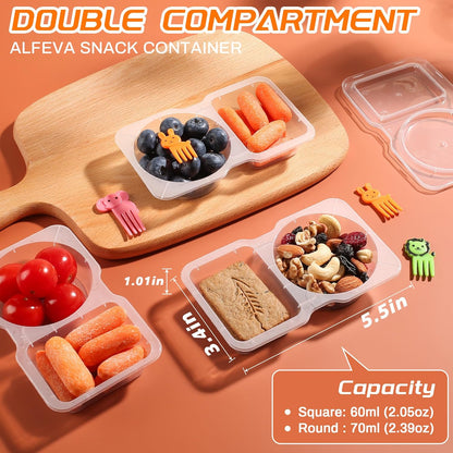 ALFEVA Reusable Snack Containers with Lids Portion control, Camping Essentials,Meal Prep Containers for Kids adults On the Go Meals, 10 Forks, Snack Pack Containers for Travel