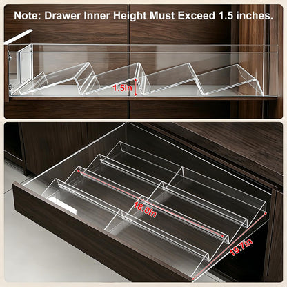 Expandable Acrylic Spice Drawer Organizer – 4-Tier Clear Seasoning Rack Insert for Kitchen Drawers, Adjustable from 9" to 18", Fits Most Spice Jars (Jars Not Included)