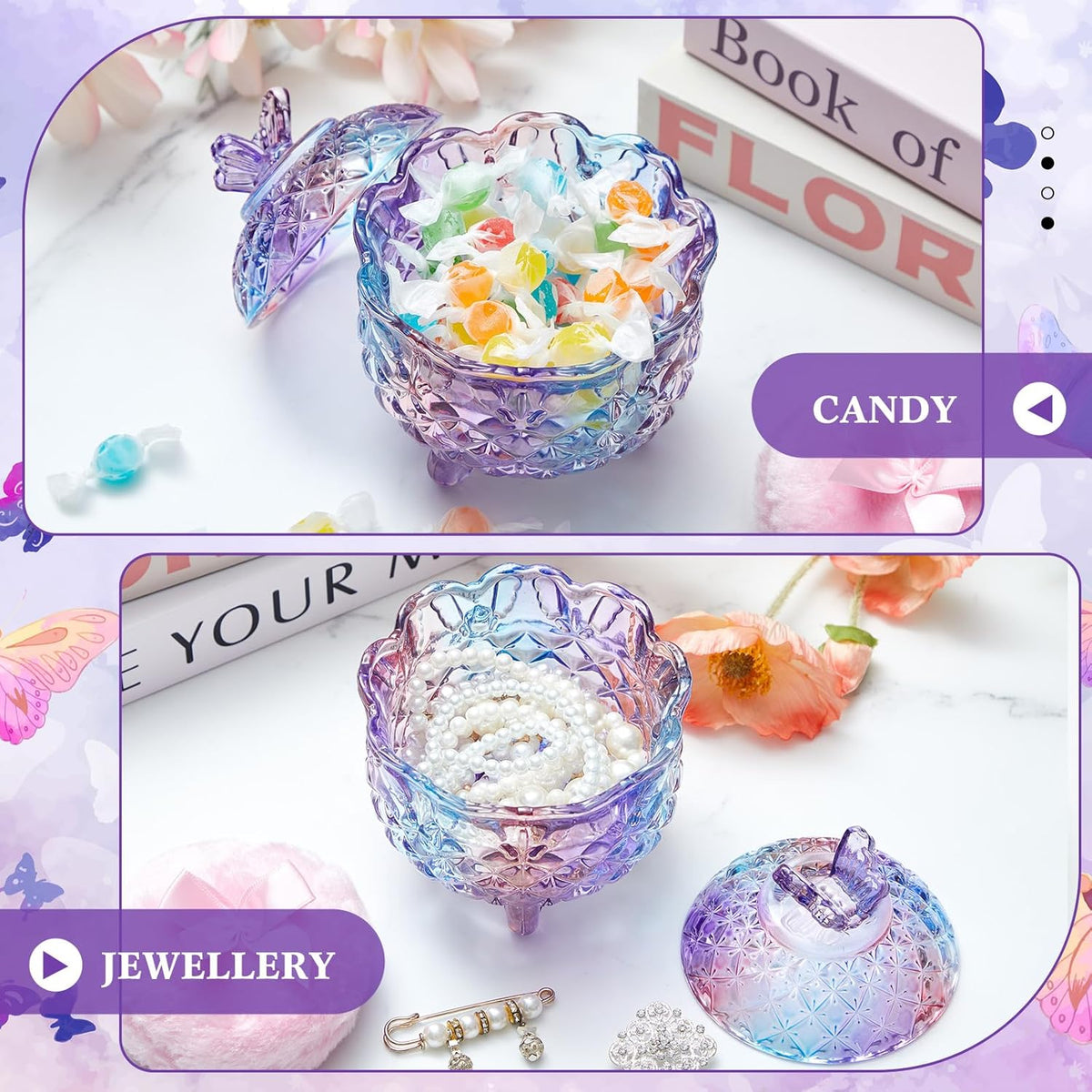 Tioncy 3 Pcs Large Body Powder Puff and Container Valentine's Day gift Powder Container with Puff Crystal Case Soft Washable Reusable Velour Face Body Glitter Wet Dry Makeup (Classic,Clear)