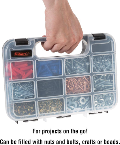 Stalwart - 75-ST6073 Portable Storage Case with Secure Locks and 55 Small Bin Compartments for Hardware, Screws, Bolts, Nuts, Nails, Beads, Jewelry and More by Black