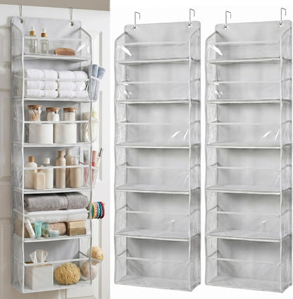HOMELUX THEORY UPGRADED 6 Tiers Over The Door Organizer Hanging - 100D EXTRA THICK & 50lbs HUGE CAPACITY, 12 Side Mesh Pockets Over The Door Shoe Organizer, Hanging Closet Organizer (Ivory, 1pc)