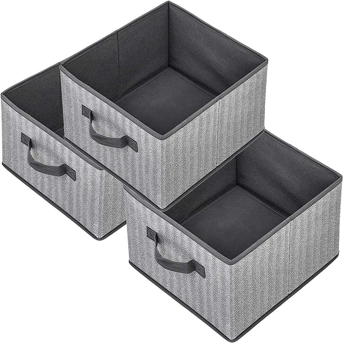 Storage Baskets, 11-Inch Woven Fabric Bins, Storage Cubes with Reinforced Handles, Organizer Bins for Closet Shelves, Foldable, for Toys, Clothes, Natural Beige (3PCS/Beige-11*11*7.8inch)