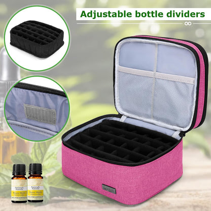 LUXJA Essential Oil Carrying Case - Holds 30 Bottles (5ml-30ml, Also Fits for Roller Bottles), Double-Layer Organizer for Essential Oil and Accessories, Black (Bag Only)