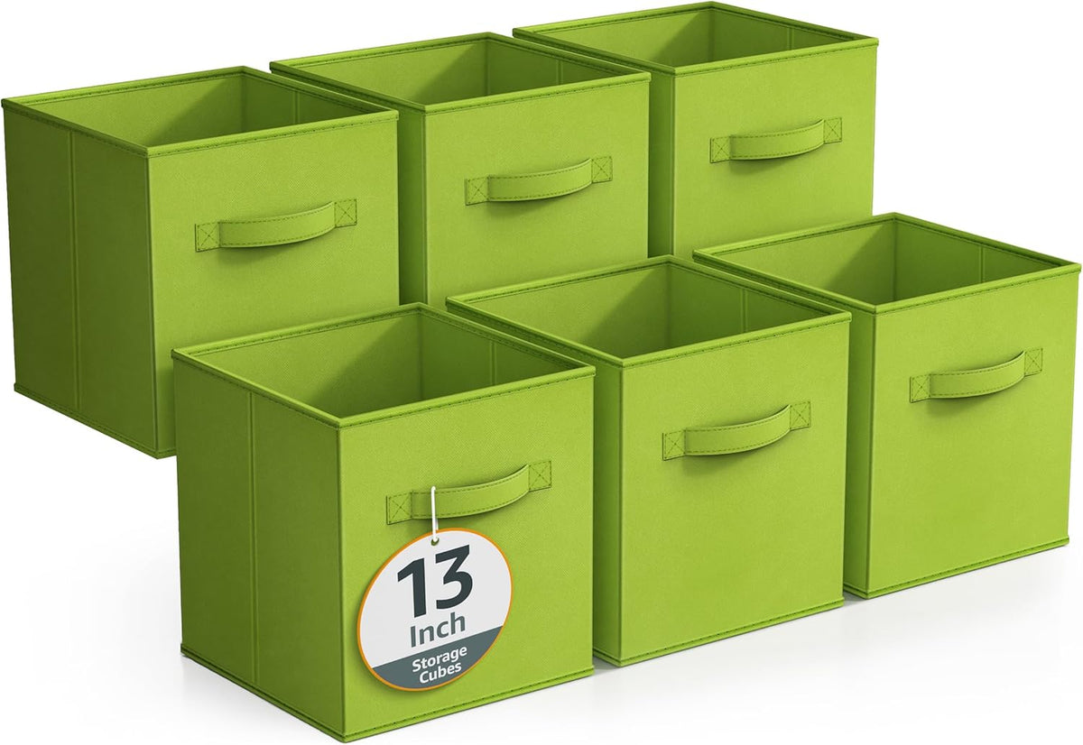 Sorbus Foldable Storage Cubes - 6 Fabric Baskets for Organizing Pantry, Closet, Shelf, Nursery, Playroom, Toy Box, Cubby -11 Inch Dual Handle Collapsible Closet Organizers and Storage Bins (Navy Blue)