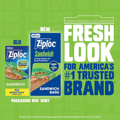 Ziploc Storage Bags Variety Pack, 190ct Total, 42ct Storage Gallon and 48ct Storage Quart, 50ct Sandwich and 50ct Snack