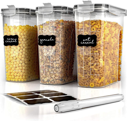 Simply Gourmet Airtight Food Storage Containers with Lids – 7 Piece Assorted Size Kitchen Pantry Organization Set, BPA-Free Clear Plastic, Stackable Containers for Cereal, Flour, Sugar, Rice, Snacks