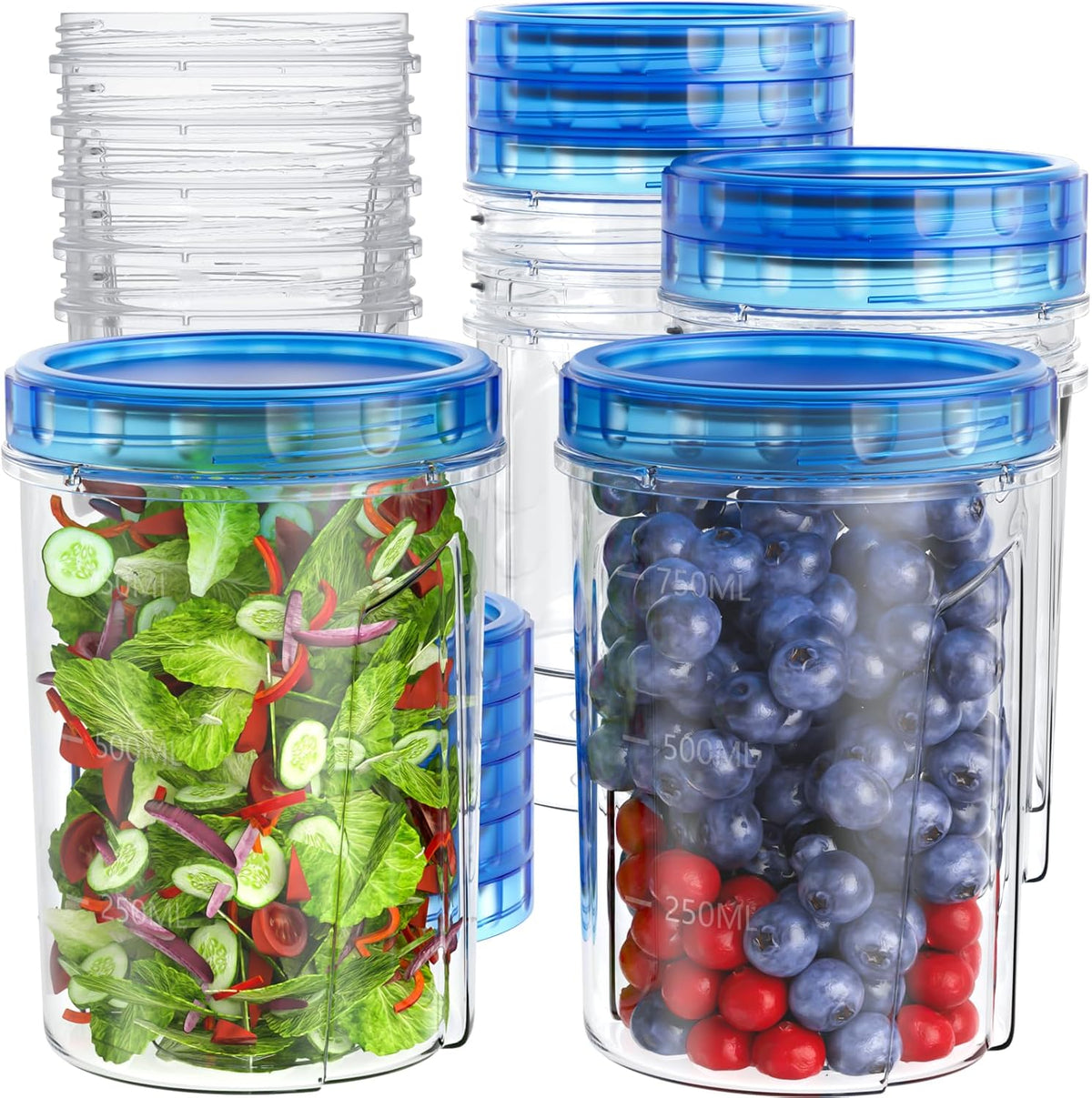 Freezer Storage Containers, [-16 Oz] Airtight Plastic Food Storage Containers with Twist Top Lids, Soup, Meal Prep Containers | BPA Free | Stackable | Leakproof | Microwave/Dishwasher Safe