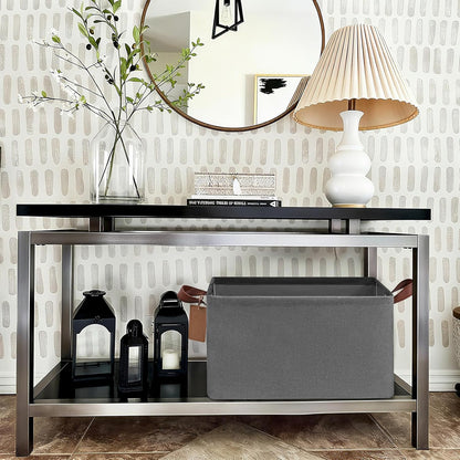 CHICVITA Large Storage Baskets for Shelves, Fabric Storage Bins with Metal Frame, Closet Organizers and Storage Boxes for Clothes Toy, Beige