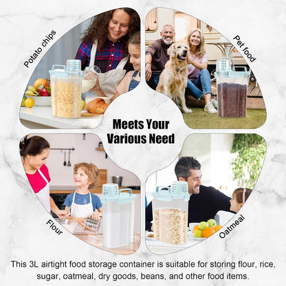 LEAWALK Airtight 4 LBS Rice/Cereal/Dry Food Storage Container BPA Free, 2.11Qt Clear Plastic Kitchen and Pantry Organization Bin Suitable for Oats, Flour, Sugar, Pasta, Pet Food, etc (Clear Grey)