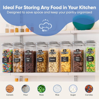 Set of Storage Box - Lunch Box, 8 Labels, Set of Spoons and Marker, Flour Box - BPA-Free Plastic Box (4 L) - Chef's Path (4)