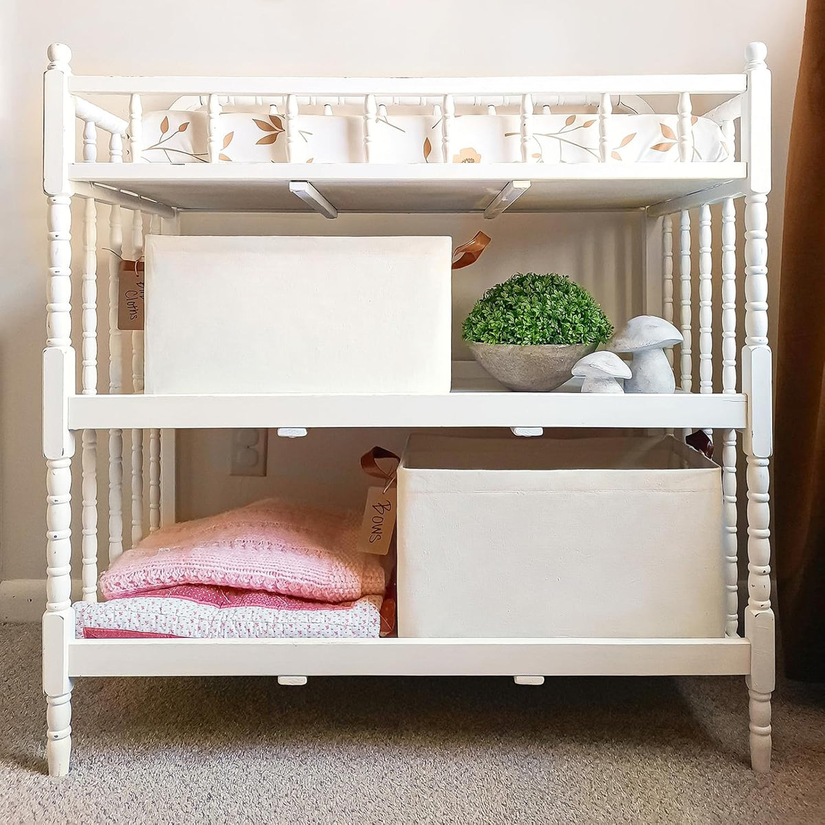 CHICVITA Large Storage Baskets for Shelves, Fabric Storage Bins with Metal Frame, Closet Organizers and Storage Boxes for Clothes Toy, Beige
