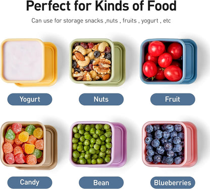ISSEVE 6oz Silicone Snack Containers for Kids, Reusable Small Containers with Lids, Leak Proof Silicone Food Storage Containers, Stackable Kids Lunch Box for Daycare, School, Travel