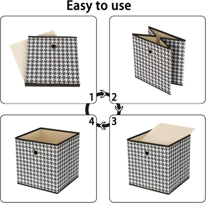 Black Foldable Storage Cubes Bins ,11 Inch Cloth Storage Cube Fabric Storage Box Cubes Organizer Baskets with Handles for Home Organizer Set of 3 (Black)