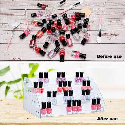 KINGROW Nail Polish Organizer Holder Rack 6 Layers Acrylic Display Shelf For Eyeglasses Essential Oils Ink Storage Holds Up to 96 Bottles (Fit 1-2oz Bottles)