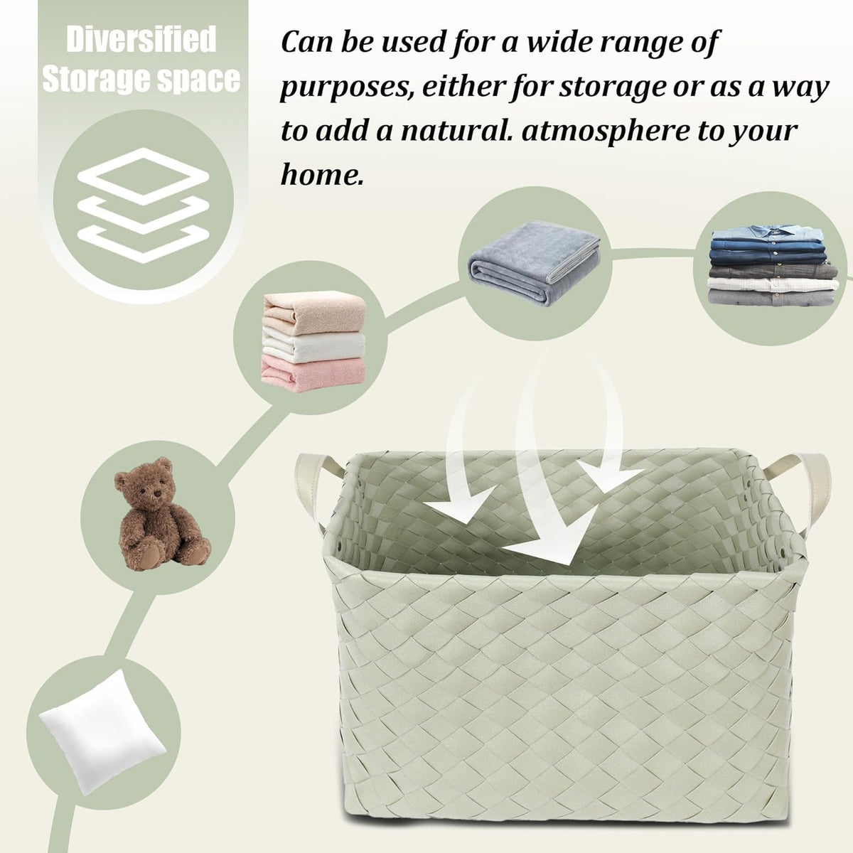 BROWNLILY Handwoven Clothes Basket Laundry Hampers Large Wicker Storage Baskets for Shelves Blankets Closet Storage Bins Car Bedroom Bathroom Organizers and Storage Bath (Pack of 4, Brown)