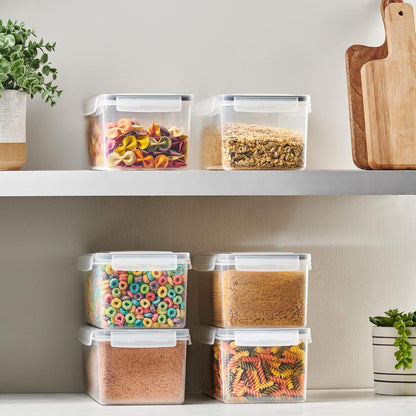 Large Airtight Food Storage Containers with Lids Set of 4 3.2L - 102 fl. oz Pasta storage Containers, BPA Free Plastic Spaghetti container - Air Tight Canisters for Kitchen Pantry Organization