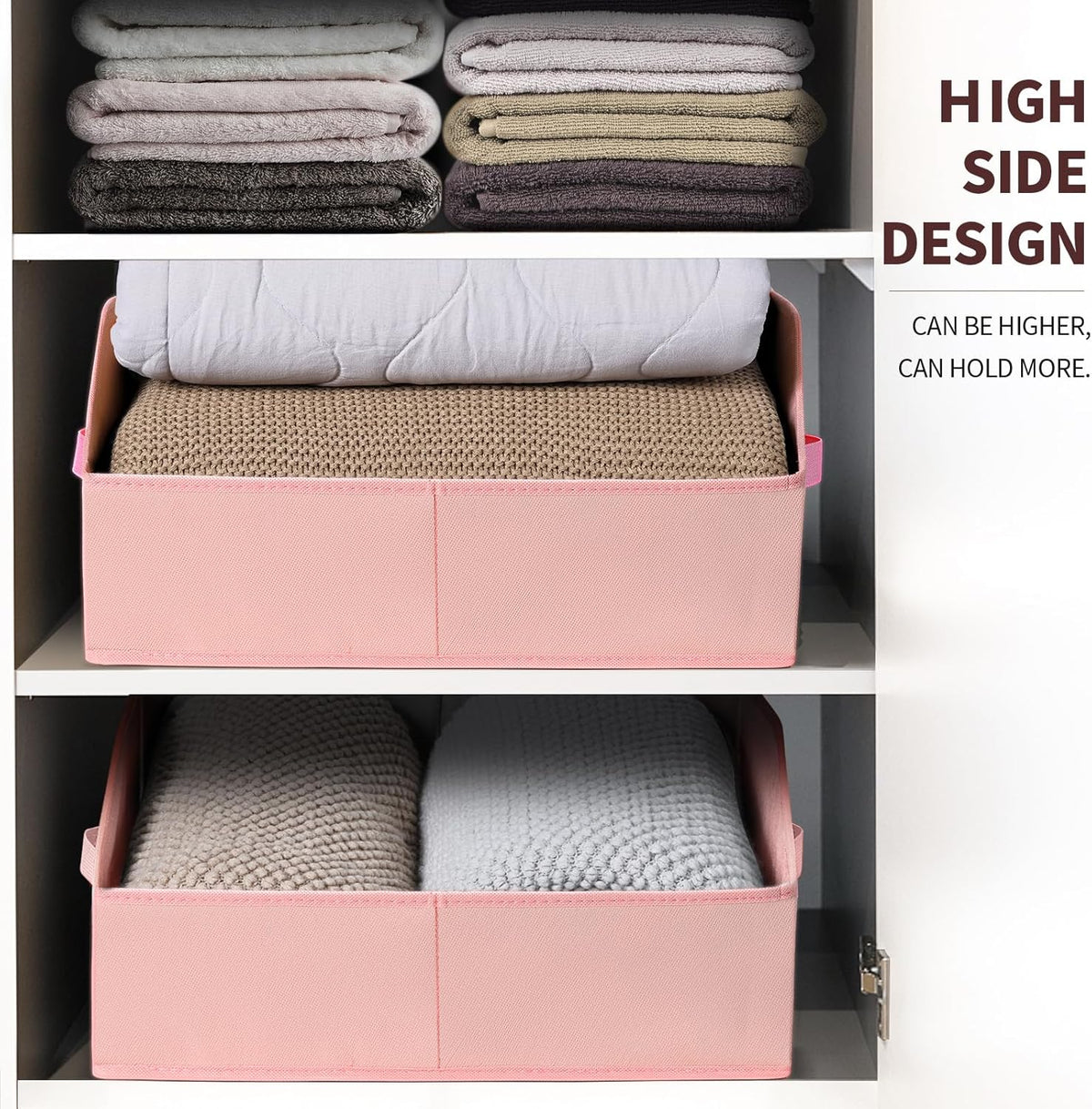 Homsorout Closet Organizers Bins 6 Packs - Large Closet Shelf Organizer with Handles, Fabric Trapezoid Storage Bins, Collapsible Storage Cubes for Clothes, Towels, Light Gray