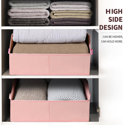 Homsorout Closet Organizers Bins 6 Packs - Large Closet Shelf Organizer with Handles, Fabric Trapezoid Storage Bins, Collapsible Storage Cubes for Clothes, Towels, Light Gray