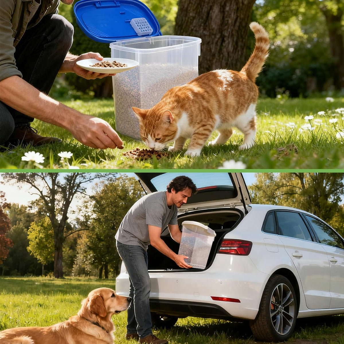 Large Rice Storage Container 15-20 Lbs, Tall Flour Container with Scoop + Cup - Slim Dry Food Storage Bin for Cereal, Sugar, Beans, Pet Dog Cat Food Container - Kitchen and Pantry Storage Organization