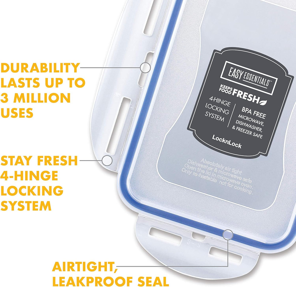 LOCK & LOCK Easy Essentials Food lids (flip-top) / Pantry Storage/Airtight containers, BPA Free, top-16.5 Cup-for Cereal, Clear