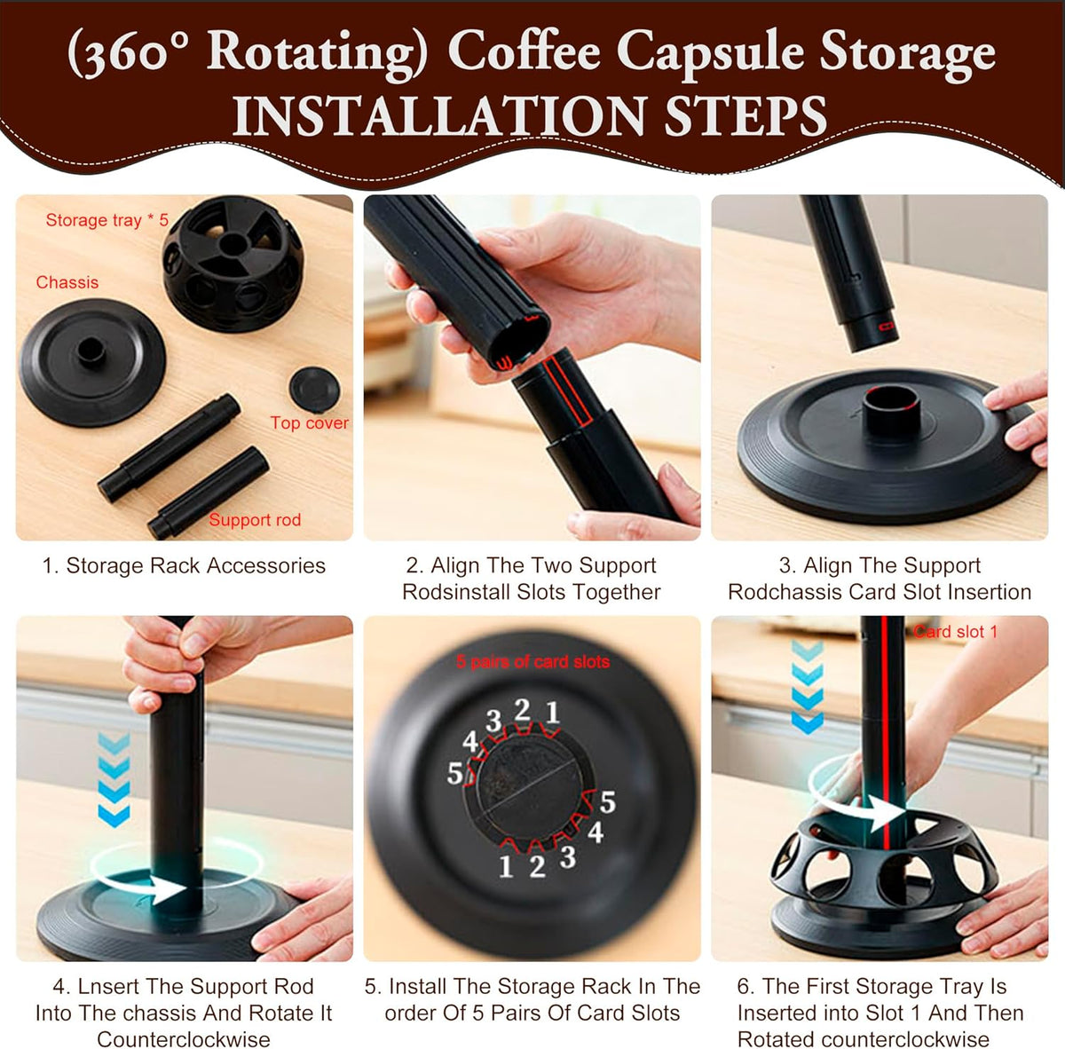 CEHNCEH K Cup Holder, Coffee Pods Holder Storage Organizer Stand Carousel Compatible with 40 Keurig K-Cup Pods, Home or Office Kitchen Counter (Black)