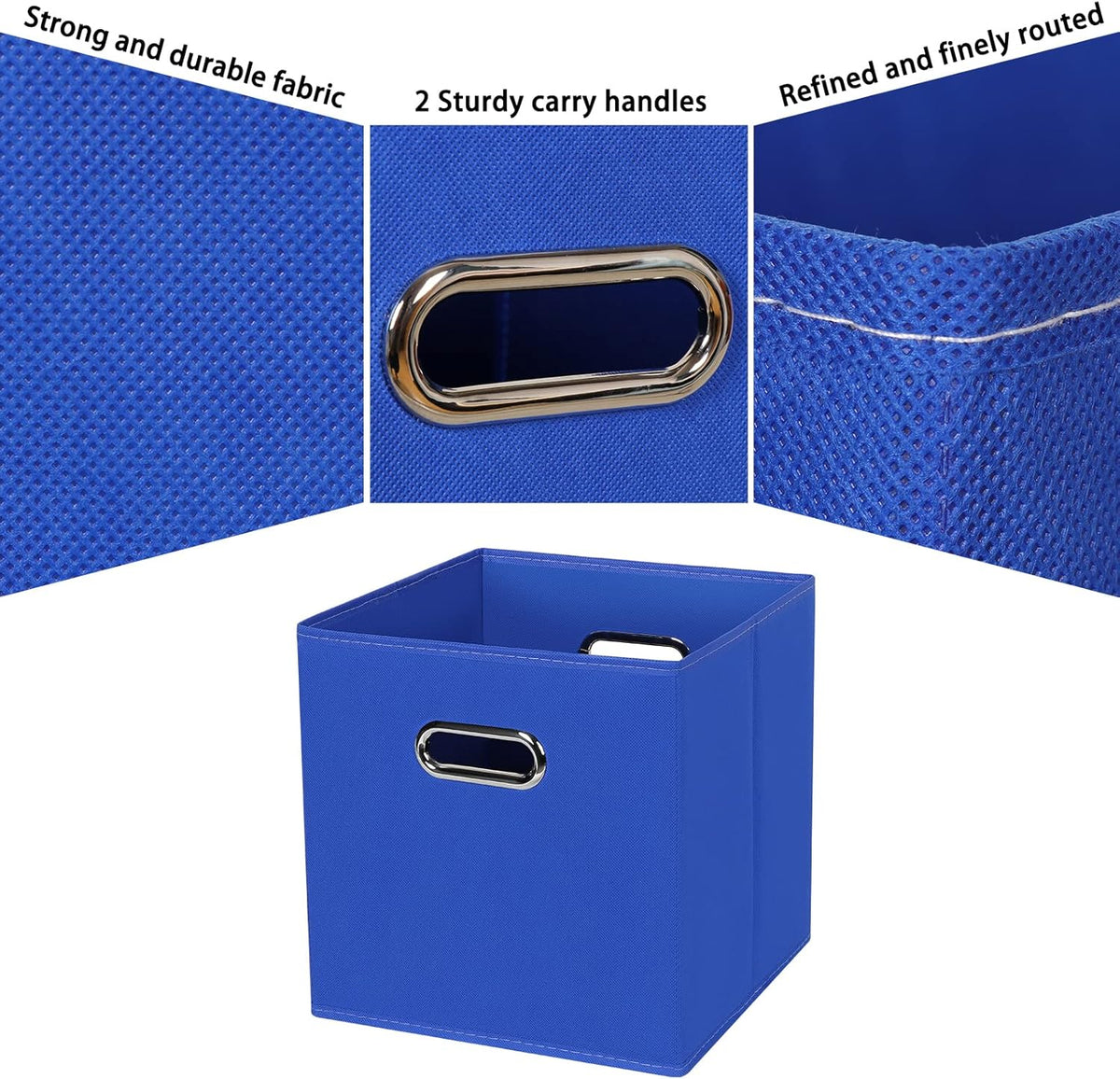 Black Fabric Cubby Storage Bins，13x13x13 Inches ，Cube Organizer Bin Foldable Storage Boxes with Dual Handles Fabric Organizer Box and collapsible Storage basket，Set of 3 ，Black