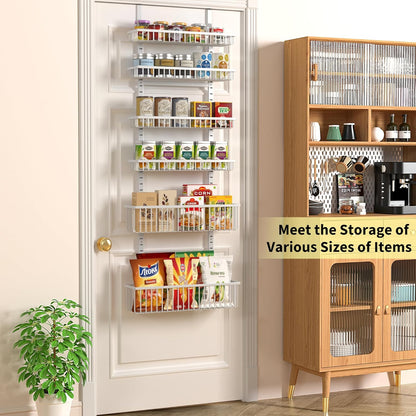 Moforoco White Over The Door Pantry Organizer, Pantry Organization and Storage, Metal Hanging Spice Rack Shelves Door, Seasoning Shelves, Laundry Room Organization, House and Kitchen Essentials