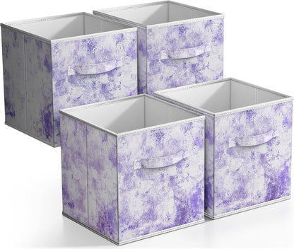 Sorbus Foldable Storage Bins - 11 Inch Sturdy Collapsible Fabric Storage Cubes with Handle - 4 Baskets for Organizing Clothes & Toys - Organization & Storage Baskets for Shelves, Pantry, Closet, Cubby