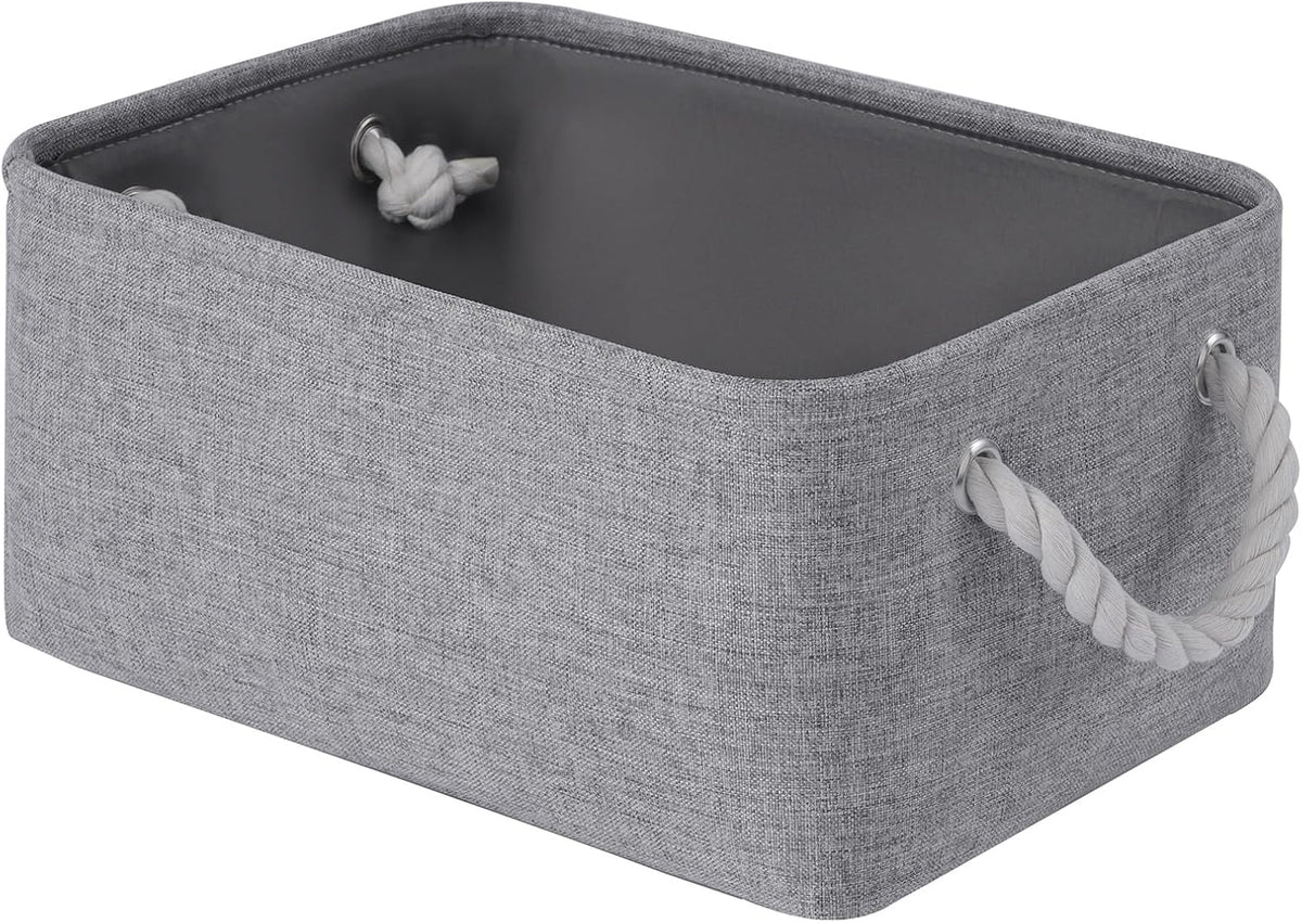 Large Storage Baskets- 15.7x11.8x8.26 inch Storage Bins for Shelves and Closet Organizing, Foldable Fabric Bin for Home Organization Clothes and Laundry (3-Pack, White&Khaki)