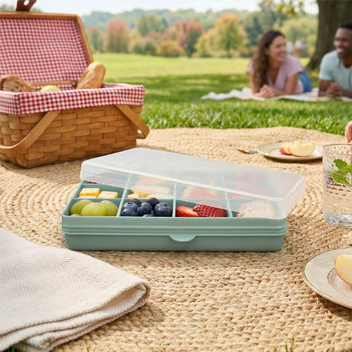 melii Snackle Box |12-Compartment Snack Container with Removable Dividers, BPA-Free Food Storage for Travel, School & On-the-Go Snacks, Kids & Family Organizer (Grey)