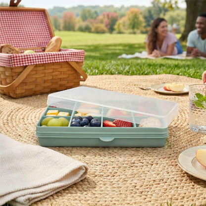 melii Snackle Box |12-Compartment Snack Container with Removable Dividers, BPA-Free Food Storage for Travel, School & On-the-Go Snacks, Kids & Family Organizer (Grey)