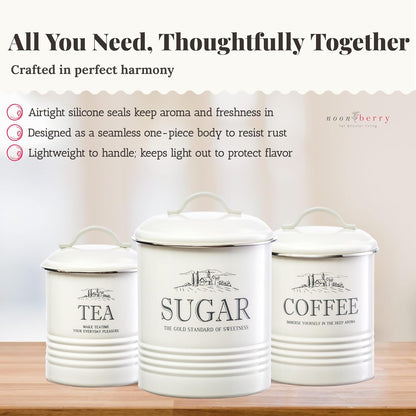 noonberry Potato and Onion Storage Bin Set – 3-Piece Ventilated Potato Storage Bin, Onion Storage Container and Garlic Container – Cream-White Magnolia Finish