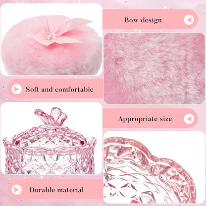 Tioncy 3 Pcs Large Body Powder Puff and Container Valentine's Day gift Powder Container with Puff Crystal Case Soft Washable Reusable Velour Face Body Glitter Wet Dry Makeup (Classic,Clear)