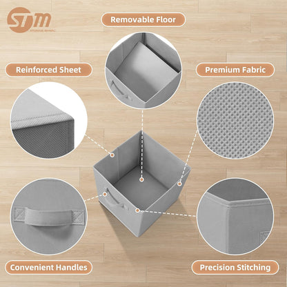 STORAGE MANIAC Storage Cubes, 11 Inch Durable 6 Pack Fabric Foldable Collapsible Bins with Handles for Organization, Closet, Shelves, Offices, Toys, Black