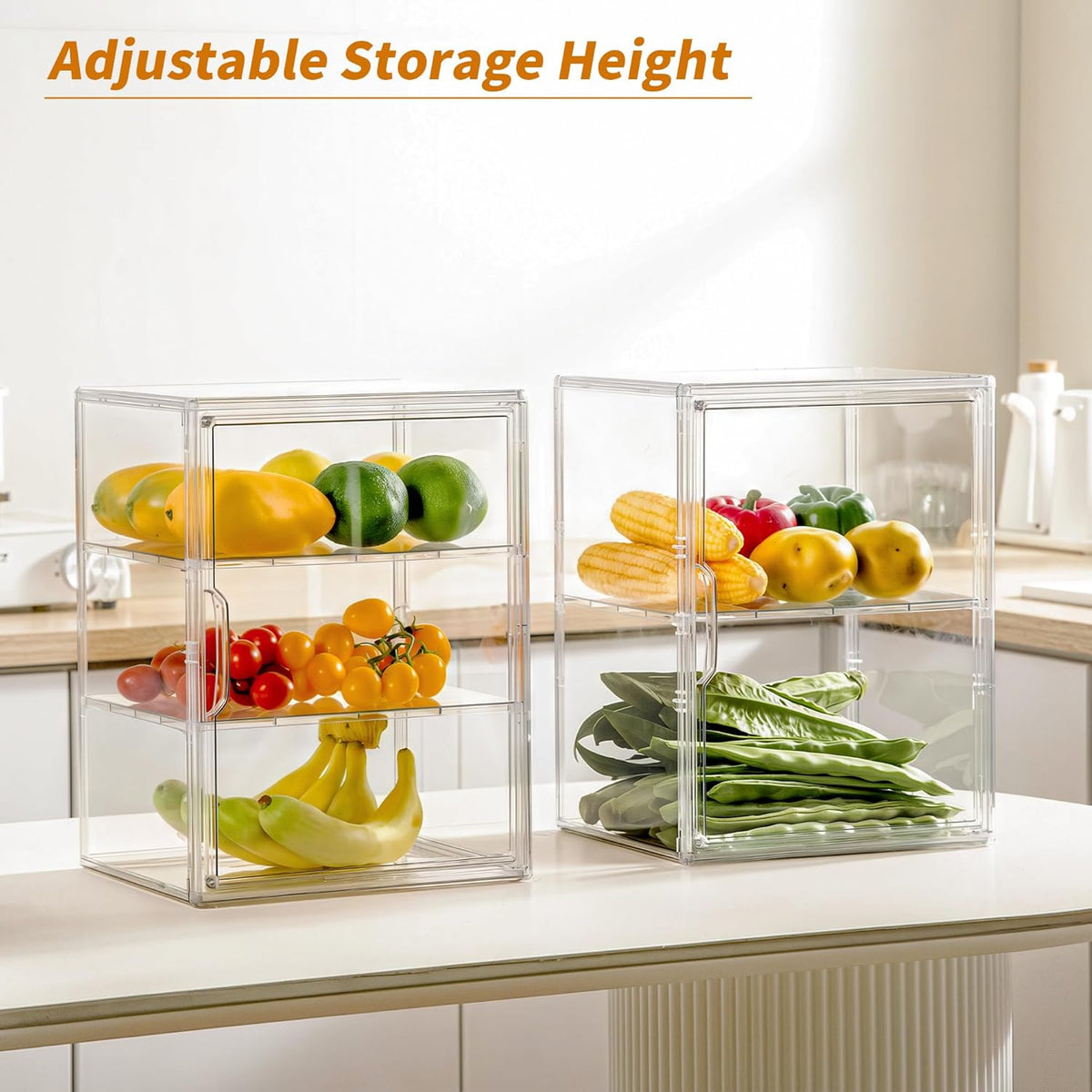 SANKEU Pastry Display Case,Bread Box for Kitchen Countertop,4 Layers Adjustable Clear Bread Storage with Magnetic Door Bakery Pastry Display15.5x11.4x9.8inch，1 Pack