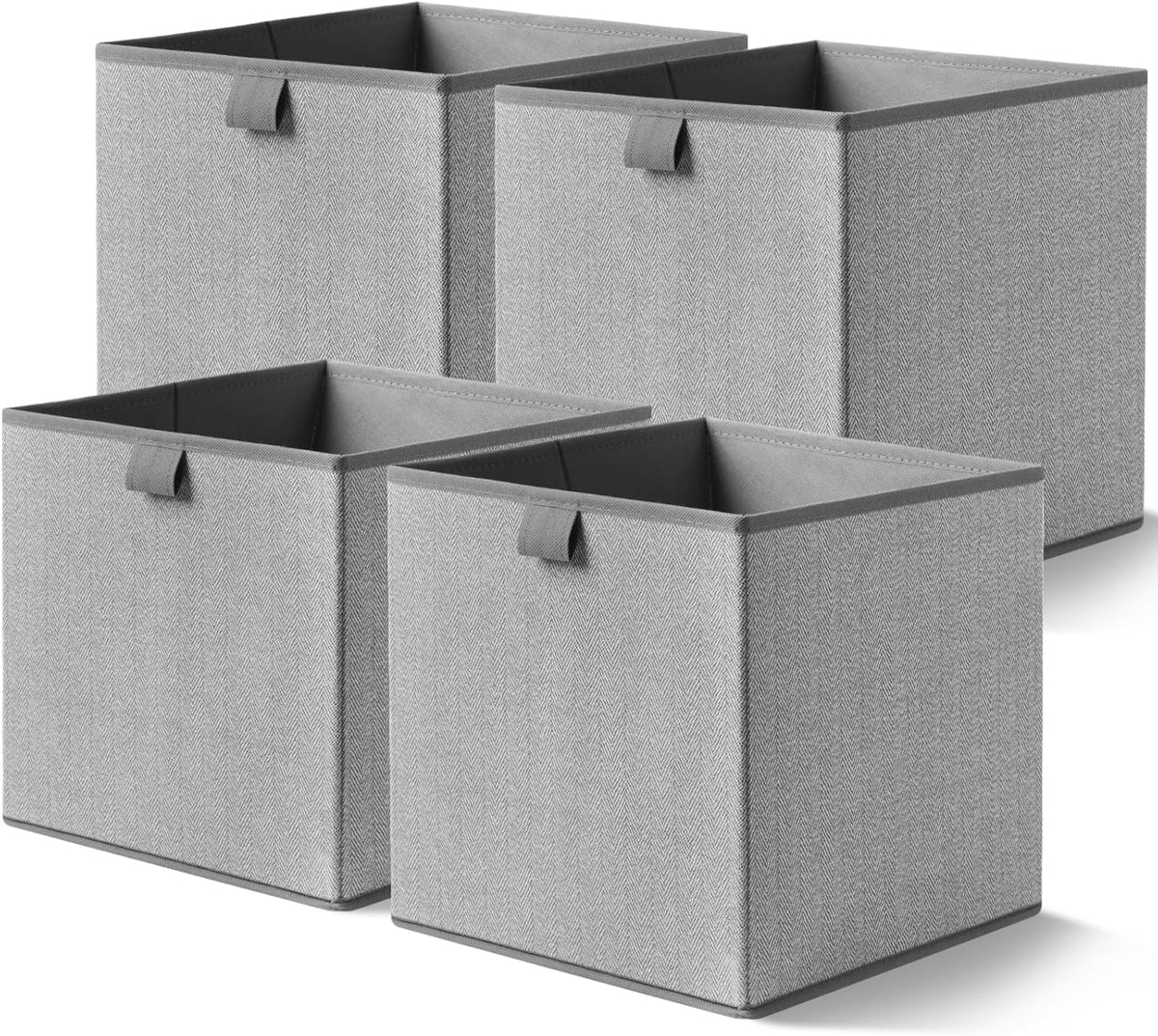 Storage Baskets, 11-Inch Woven Fabric Bins, Storage Cubes with Reinforced Handles, Organizer Bins for Closet Shelves, Foldable, for Toys, Clothes, Natural Beige (3PCS/Beige-11*11*7.8inch)