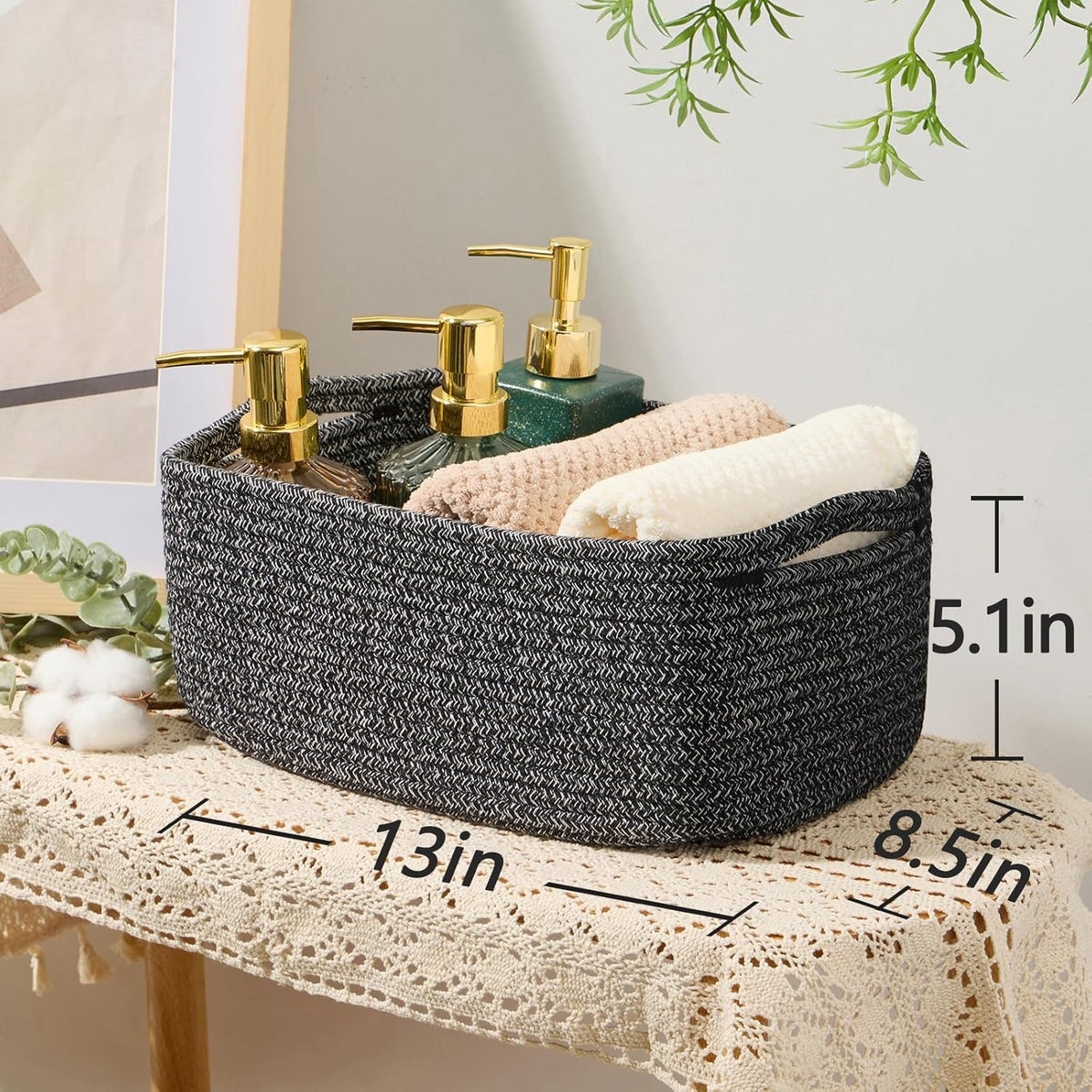 MiniArk Small Storage Baskets for Organizing | Closet Organizer Bins | Shelf Toy Basket | Woven Rope Baskets | Cube Decorative Box | Shallow Basket | L11.5xW7.5xH4.7| Brown