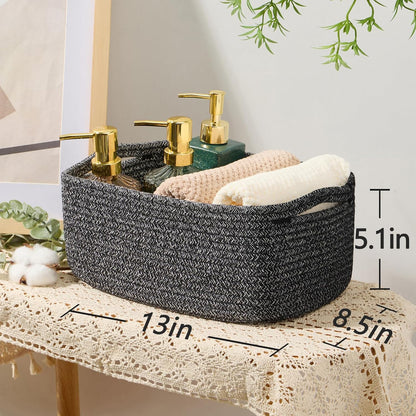 MiniArk Small Storage Baskets for Organizing | Closet Organizer Bins | Shelf Toy Basket | Woven Rope Baskets | Cube Decorative Box | Shallow Basket | L11.5xW7.5xH4.7| Brown