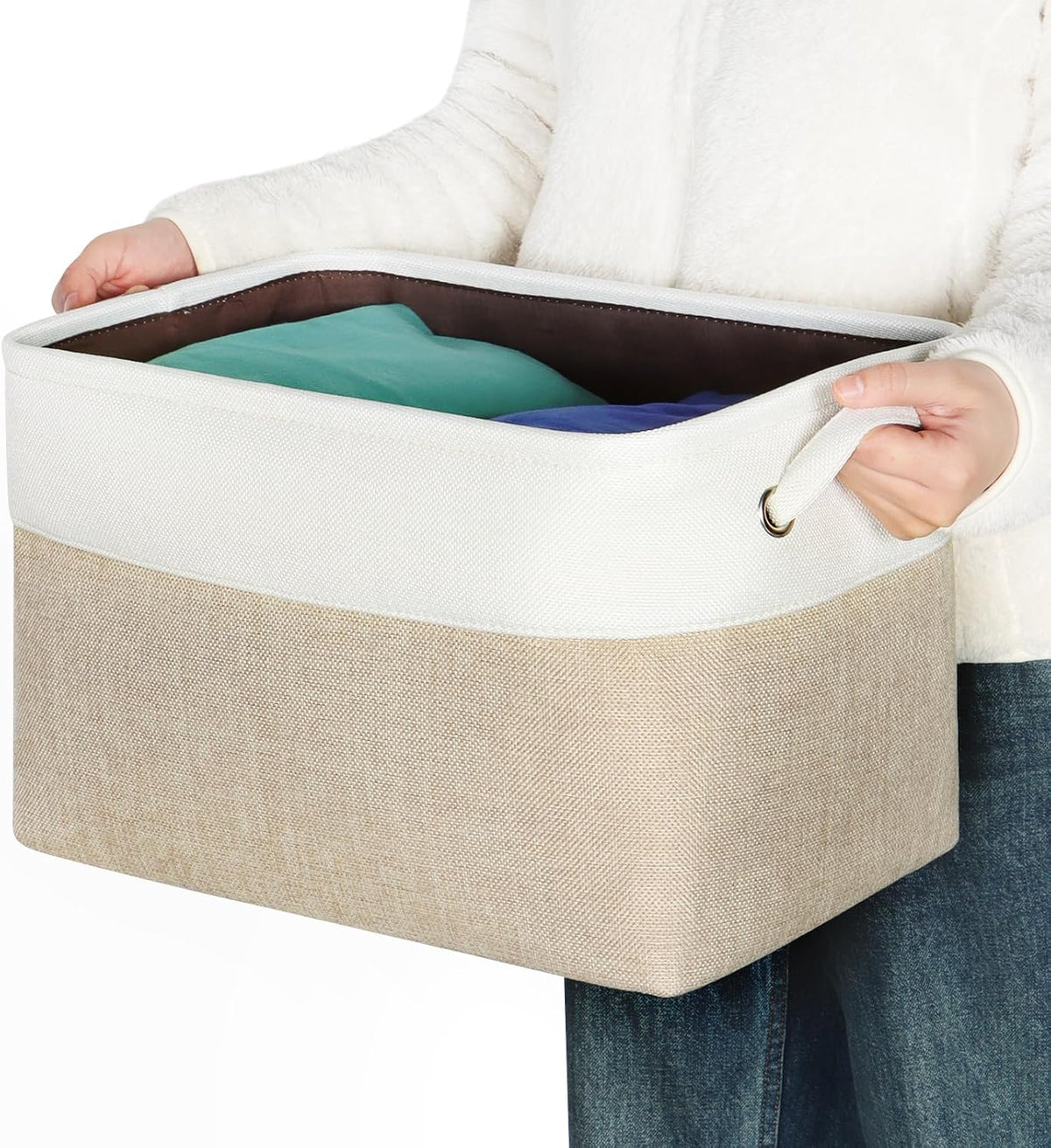 Foldable Storage Bin Collapsible Basket 12" x 10" x 9.5" Cube Storage Organizer Bins with Dual Carry Handles for Home Closet Shelves Drawers Organizer, Set of 3, Grey