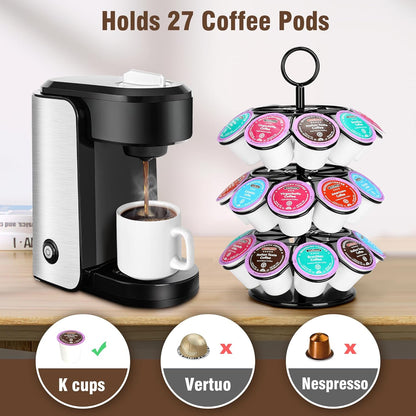 ROWISE K-Cup Pod Carousel Holder and Organizer for 36 Pods - Spins 360 Degrees, Detachable, Modern Metal Design in Black for Home and Office Counters