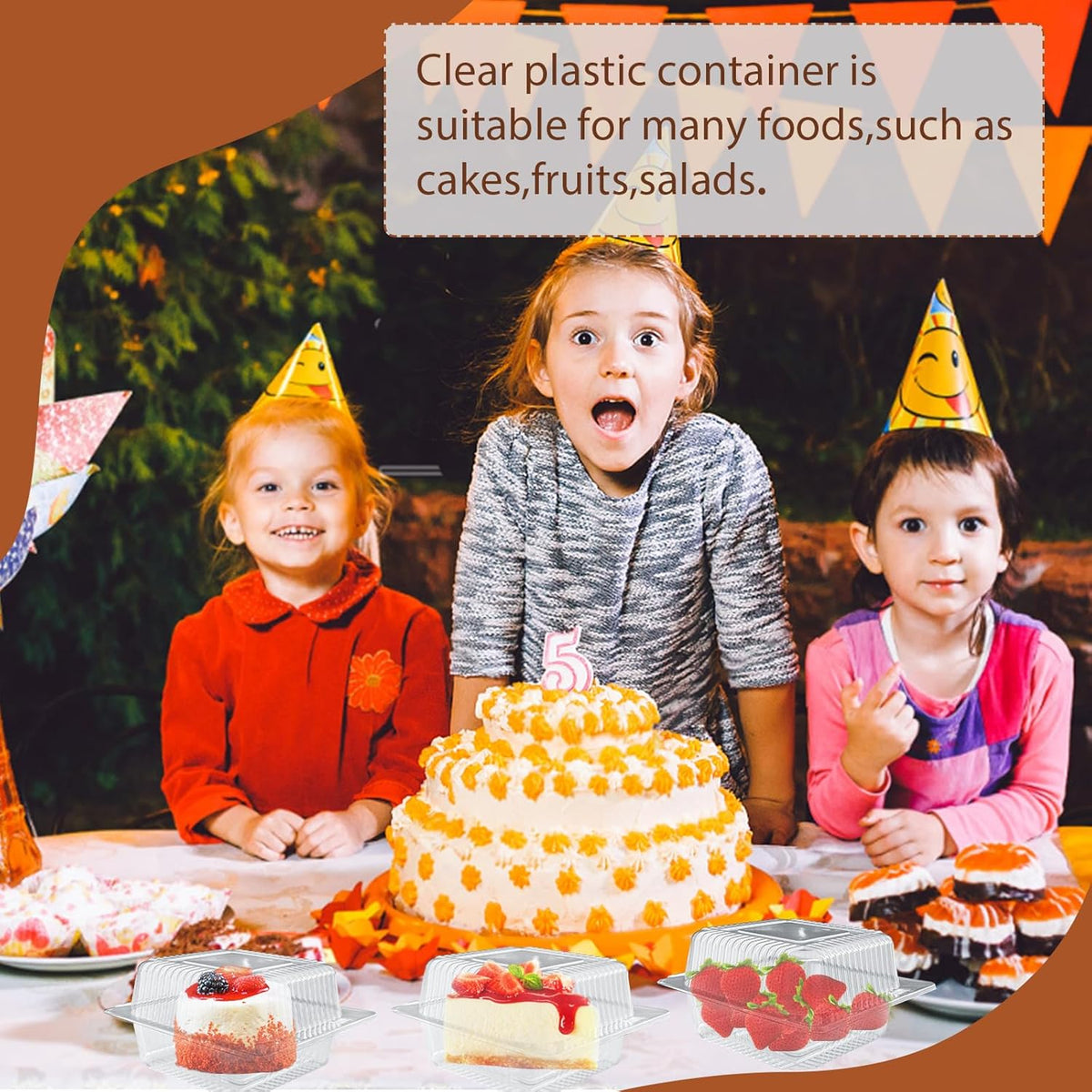 Jizvxe 100 Pack Clear Plastic Square Hinged Food Container,Disposable Plastic To Go Containers with Clear Lids,Cake Slice Containers Clamshell Takeout Tray for Pastry,Salad,Dessert(5.1"x 4.7"x 2.8")