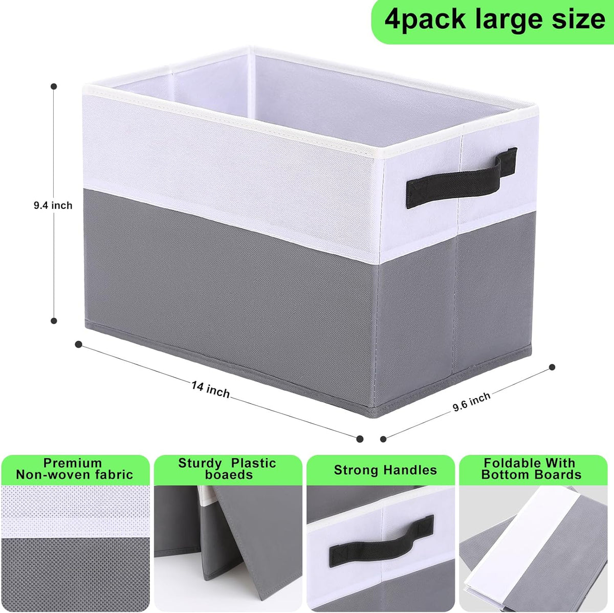 Closet Storage Bins, Large Closet Organizer Baskets with Divider & Handles,Trapezoid Fabric Shelf Organizers, Collapsible Storage Cubes for Clothes, Towels, Toys - Beige