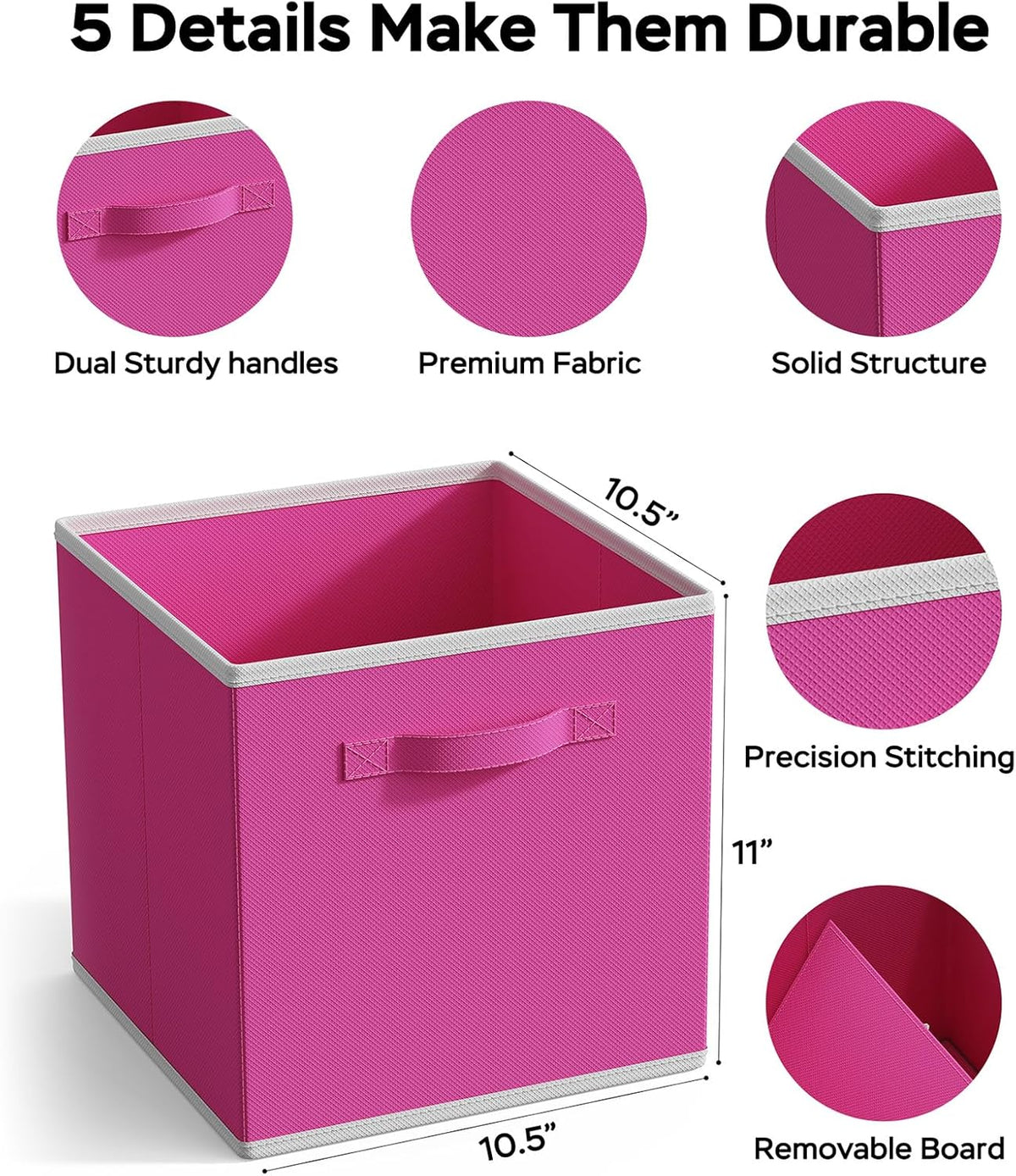 MAX Houser Fabric Storage Bins Cubes Baskets Containers with Dual Plastic Handles for Home Closet Bedroom Drawers Organizers, Flodable, Blue, Set of 4