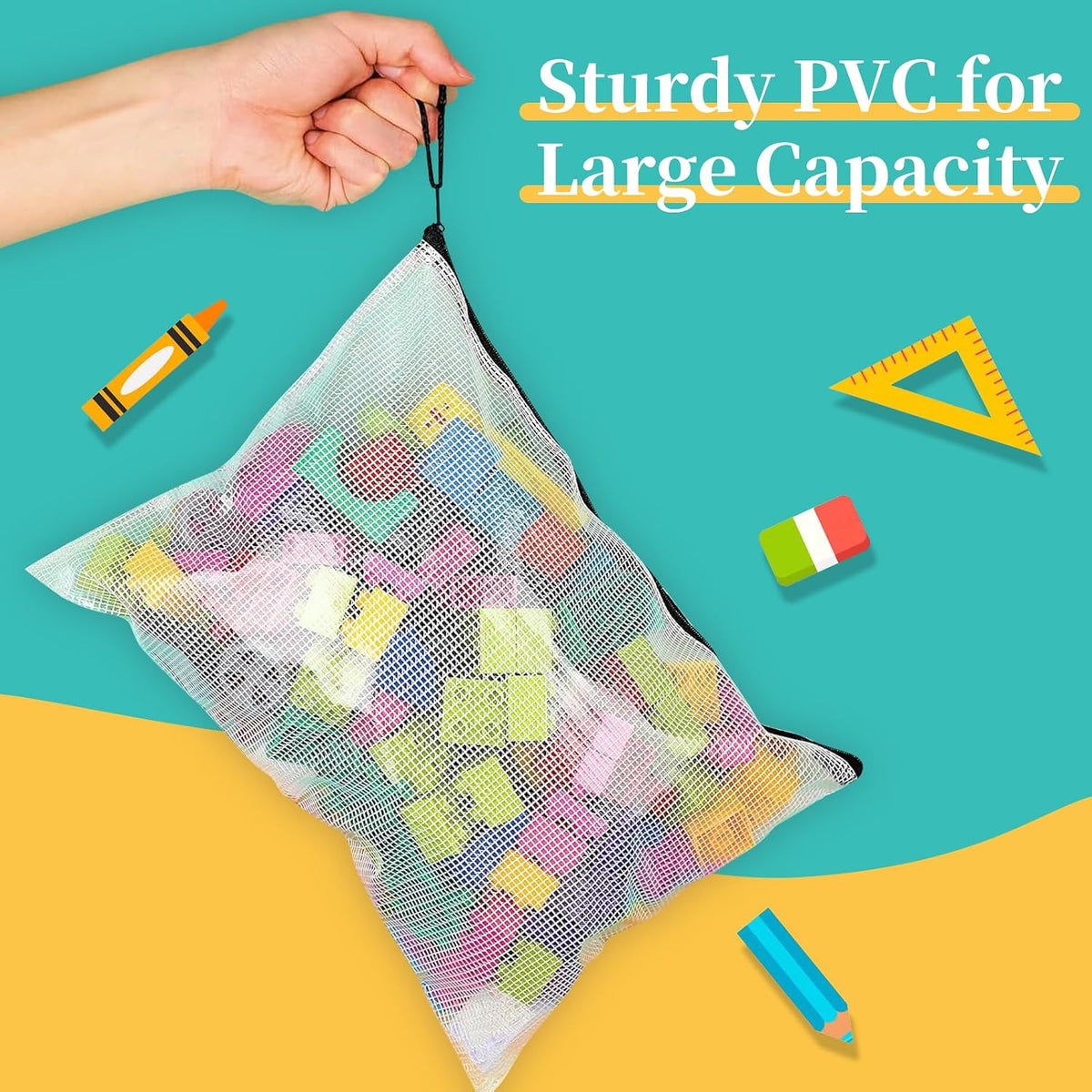 YOPCDJ 24pcs Mesh Zipper Pouch File Bags Puzzle Storage Bags, A3 17x12 Inches Large Reusable Zipper Pouches for Organizing Classroom Board Game Organization