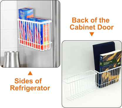 2 Pack Cabinet Door Organizer, Foil and Plastic Wrap Organizer, Wall Mounted Kitchen Organizers and Storage Wire Basket, Pantry Door Storage Kitchen Wrap, Black